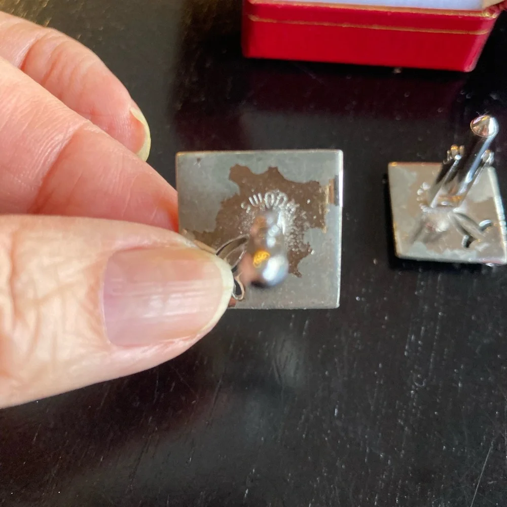Vintage Swank Silver Tone Cufflinks in box